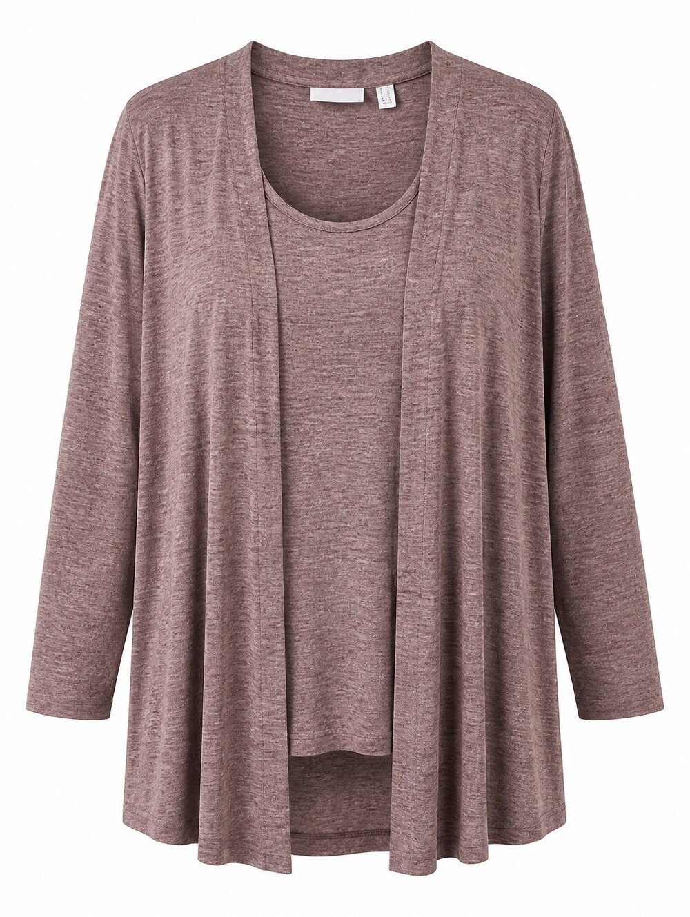 Susan Graver Open-Front Layered Cardigan Tank Set 2X Liquid Knit Pink Black Gold